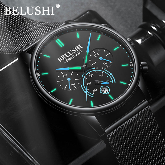 BELUSHI Watch Men Luxury Brand Famous Male Watch Black Watches Ultra Thin Milan Belt Stainless Steel Quartz Men Wrist Watch - eZthings USA WE SORT ALL THE CRAZIEST GADGETS, GIZMOS, TOYS & TECHNOLOGY, SO YOU DON'T HAVE TO.