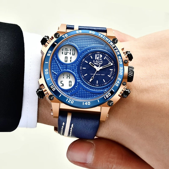 Lige Business Electronic Watch Dual Display Multi Function Low Cost Watch Men's Sports Waterproof Watch - eZthings USA WE SORT ALL THE CRAZIEST GADGETS, GIZMOS, TOYS & TECHNOLOGY, SO YOU DON'T HAVE TO.