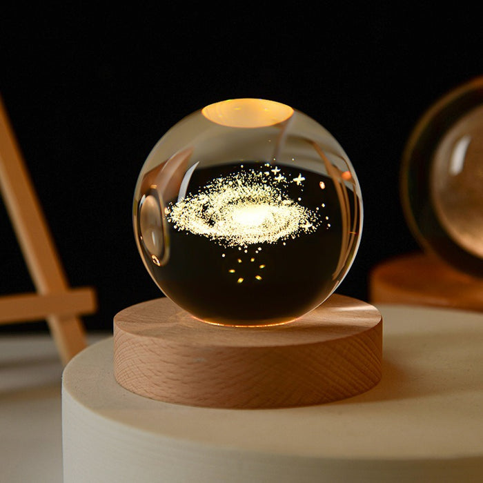 Starry Sky Astronaut White Crystal Ball Glow 3D Sculpture Night Light Customized Desktop Decoration