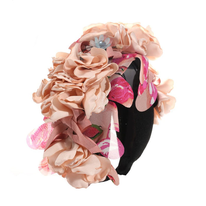 Handmade fabric crystal flower headband