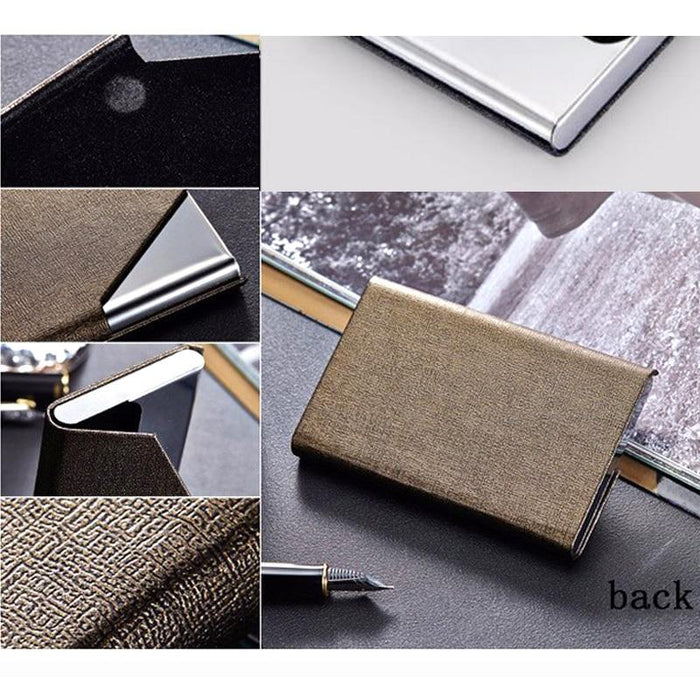 Itapkris Business ID Credit Card Holder For Women Men Fashion Brand Metal Aluminum Card Case PU Leather Porte Carte - eZthings USA WE SORT ALL THE CRAZIEST GADGETS, GIZMOS, TOYS & TECHNOLOGY, SO YOU DON'T HAVE TO.