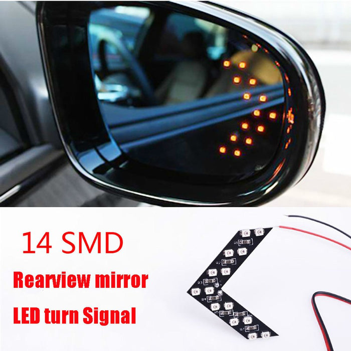 2pcs Arrow Panel 14 SMD LED Car Side Mirror Indicator Light Auto Turn Signal Light Car Styling LED Rear View Mirror AE - eZthings USA WE SORT ALL THE CRAZIEST GADGETS, GIZMOS, TOYS & TECHNOLOGY, SO YOU DON'T HAVE TO.
