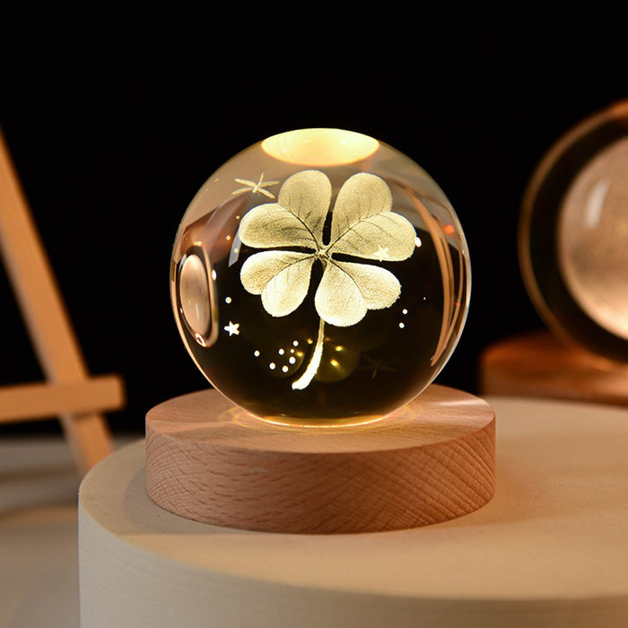 Starry Sky Astronaut White Crystal Ball Glow 3D Sculpture Night Light Customized Desktop Decoration