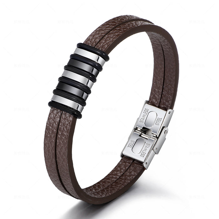Stainless Steel Men's Leather Bracelet Original Simple Versatile E-commerce New Leather Bracelet - eZthings USA WE SORT ALL THE CRAZIEST GADGETS, GIZMOS, TOYS & TECHNOLOGY, SO YOU DON'T HAVE TO.