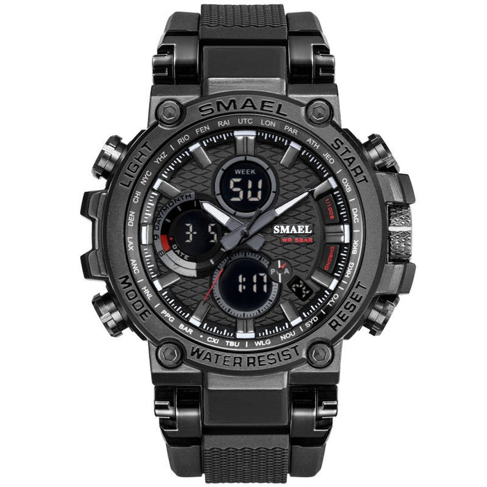 SMEAL 1803 Men Sport Watches Digital Double Time Chronograph Watch Mens LED Chronometre Week Display Wristwatches montre homme Hour