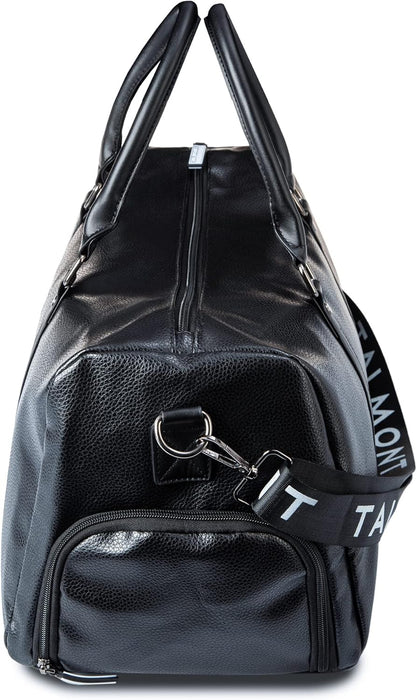 17.7 inch Gym Duffle Leather Bag with Shoe Compartment for Sports Travel - Adjustable Shoulder Strap, Weekender Travel Overnight Bag for Men