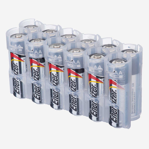 12 AA Pack Battery Caddy (Clear) - eZthings USA WE SORT ALL THE CRAZIEST GADGETS, GIZMOS, TOYS & TECHNOLOGY, SO YOU DON'T HAVE TO.