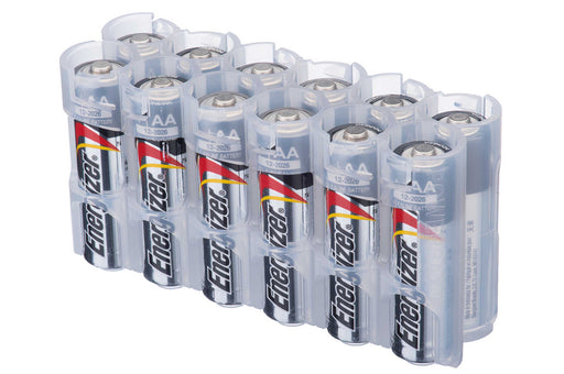12 AA Pack Battery Caddy (Clear) - eZthings USA WE SORT ALL THE CRAZIEST GADGETS, GIZMOS, TOYS & TECHNOLOGY, SO YOU DON'T HAVE TO.