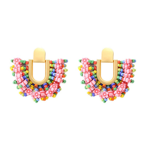 Fashion U-shaped handmade beaded flower earrings - eZthings USA WE SORT ALL THE CRAZIEST GADGETS, GIZMOS, TOYS & TECHNOLOGY, SO YOU DON'T HAVE TO.