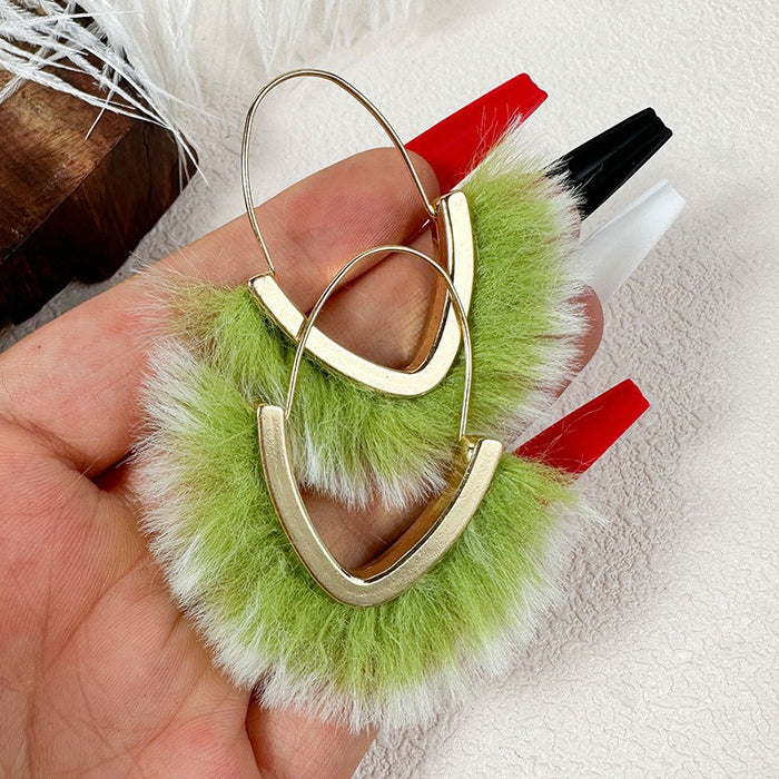 Handmade plush V-shaped earrings