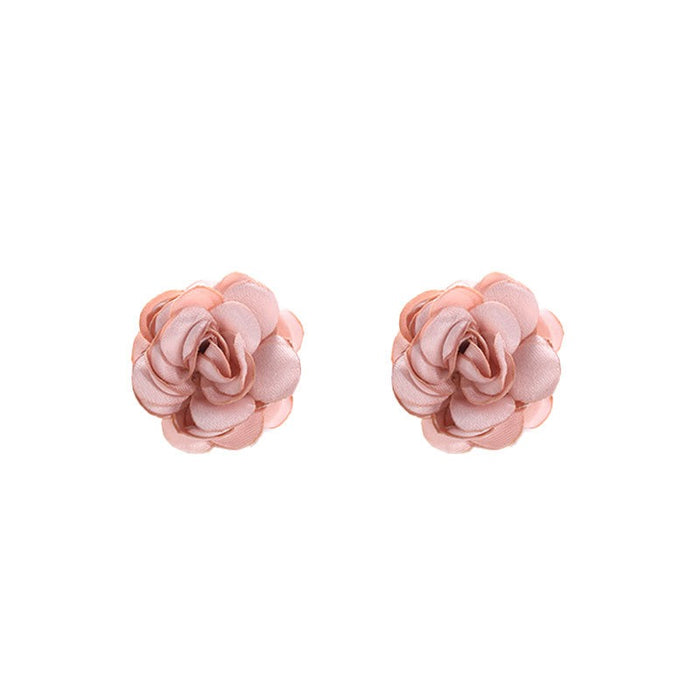 Handmade fabric rose flower earrings