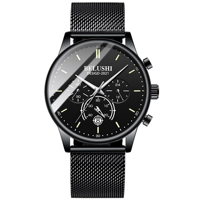 BELUSHI Watch Men Luxury Brand Famous Male Watch Black Watches Ultra Thin Milan Belt Stainless Steel Quartz Men Wrist Watch - eZthings USA WE SORT ALL THE CRAZIEST GADGETS, GIZMOS, TOYS & TECHNOLOGY, SO YOU DON'T HAVE TO.