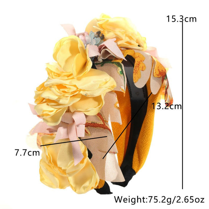 Handmade fabric crystal flower headband