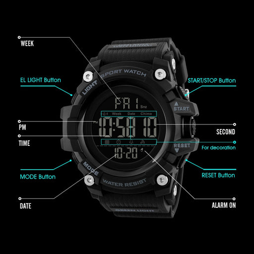 SKMEI 1384 Countdown Stopwatch Sport Watch Mens Watches Top Brand Luxury Men Wrist Watch Waterproof LED Electronic Digital Male Watch - eZthings USA WE SORT ALL THE CRAZIEST GADGETS, GIZMOS, TOYS & TECHNOLOGY, SO YOU DON'T HAVE TO.