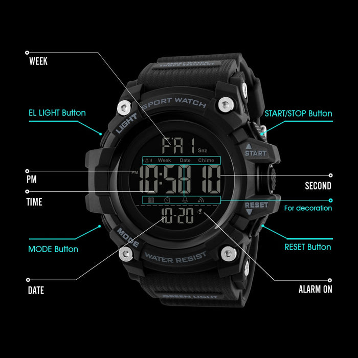SKMEI 1384 Countdown Stopwatch Sport Watch Mens Watches Top Brand Luxury Men Wrist Watch Waterproof LED Electronic Digital Male Watch - eZthings USA WE SORT ALL THE CRAZIEST GADGETS, GIZMOS, TOYS & TECHNOLOGY, SO YOU DON'T HAVE TO.