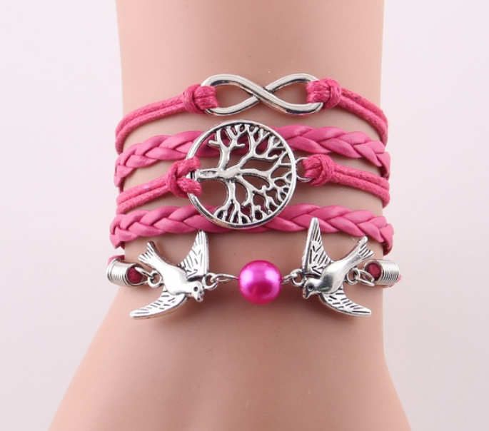 Fashion Infinity Tree flying birds charm Imitation Pearl Leather braid women wrap bracelet Bracelets & Bangles for women jewelry - eZthings USA WE SORT ALL THE CRAZIEST GADGETS, GIZMOS, TOYS & TECHNOLOGY, SO YOU DON'T HAVE TO.