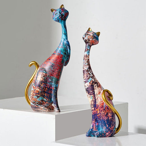 1Pcs European style oil painting couple cat animal ornaments, living room TV cabinet, foyer wine cabinet decoration, resin crafts - eZthings USA WE SORT ALL THE CRAZIEST GADGETS, GIZMOS, TOYS & TECHNOLOGY, SO YOU DON'T HAVE TO.