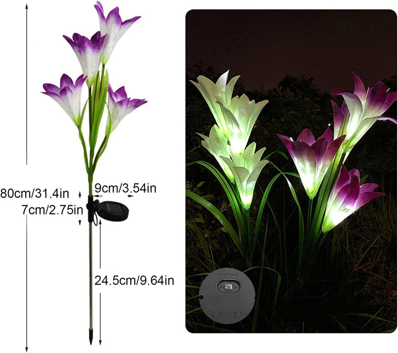 4-Pack Solar Powered Garden Flowers with Lights - Waterproof, Easy Install, No Wiring Needed