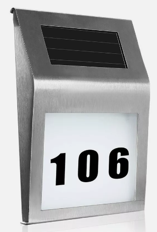 Solar LED Address Sign – Stainless Steel House Number Light with White LEDs, Waterproof, Customizable Numbers & Letters, Auto On/Off, 7.86 x 7.07 Inches - eZthings USA WE SORT ALL THE CRAZIEST GADGETS, GIZMOS, TOYS & TECHNOLOGY, SO YOU DON'T HAVE TO.