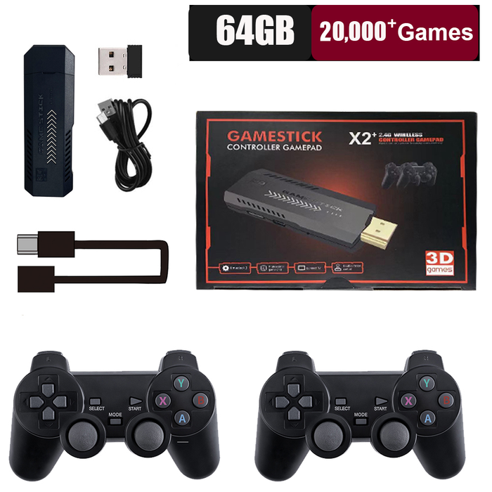 Retro 4K HDMI Game Stick – 30K+ Games with 2 Wireless Controllers