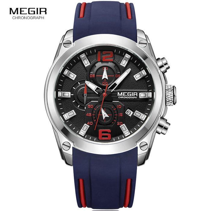 Megir Men's Chronograph Analog Quartz Watch with Date, Luminous Hands, Waterproof Silicone Rubber Strap Wristswatch - eZthings USA WE SORT ALL THE CRAZIEST GADGETS, GIZMOS, TOYS & TECHNOLOGY, SO YOU DON'T HAVE TO.