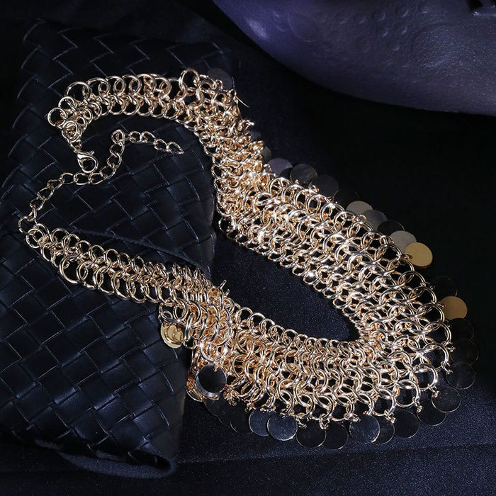 Vintage tassel handmade heavy work multi-layer neck chain