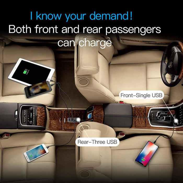 Baseus 4 USB Multi Expander Car Charger 5.5A Adaptador de cargador de coche rápido de 4 puertos