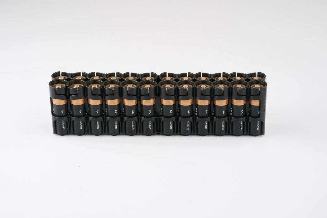 24 AA Pack Battery Caddy (Black) - eZthings USA WE SORT ALL THE CRAZIEST GADGETS, GIZMOS, TOYS & TECHNOLOGY, SO YOU DON'T HAVE TO.