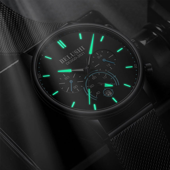 BELUSHI Watch Men Luxury Brand Famous Male Watch Black Watches Ultra Thin Milan Belt Stainless Steel Quartz Men Wrist Watch - eZthings USA WE SORT ALL THE CRAZIEST GADGETS, GIZMOS, TOYS & TECHNOLOGY, SO YOU DON'T HAVE TO.