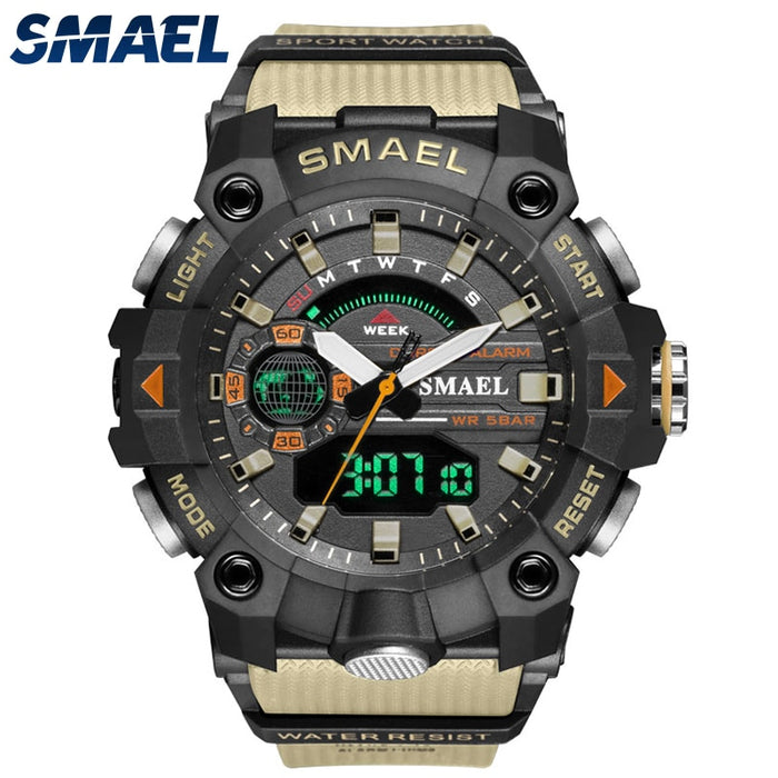 SMAEL 8040 Relojes militares Reloj deportivo para hombres Nuevo reloj de pulsera resistente al agua 50 M Cronómetro Alarma Luz LED Relojes digitales 8040 Reloj deportivo para hombres 