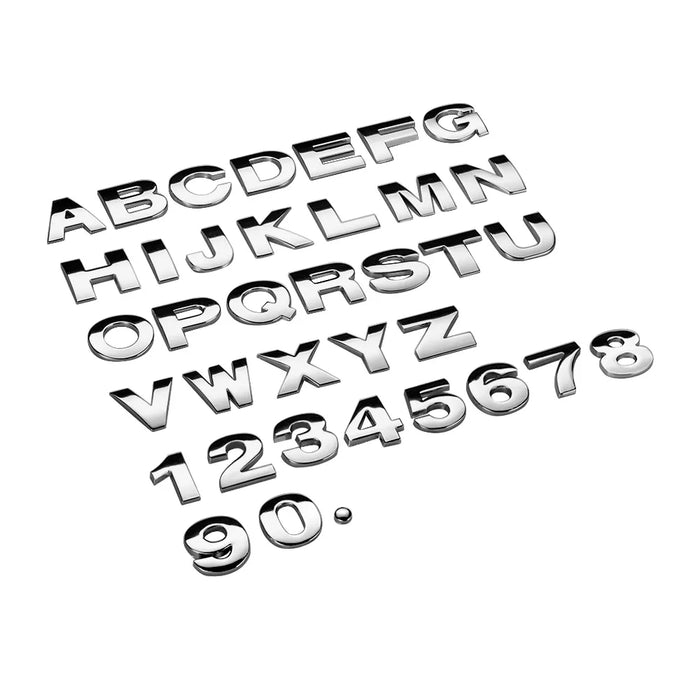 25mm coche Auto cromo Metal DIY 3D letras de arco alfabeto Digital emblema decoración pegatinas de coche Logo automóviles accesorios de coche 