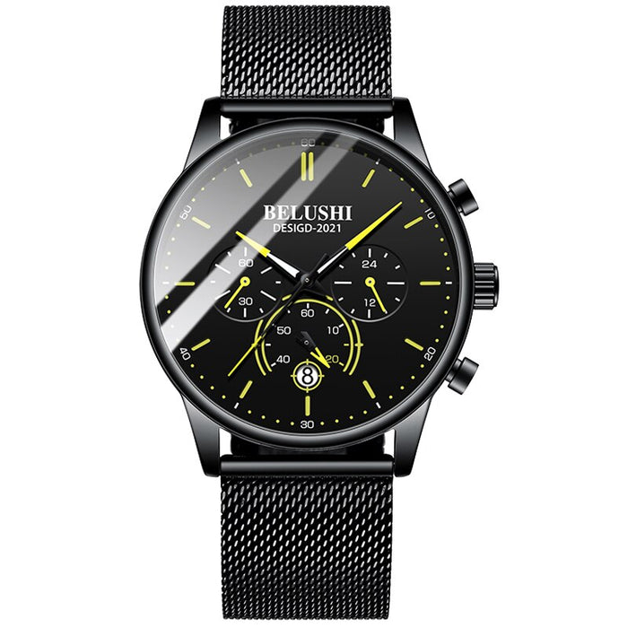 BELUSHI Watch Men Luxury Brand Famous Male Watch Black Watches Ultra Thin Milan Belt Stainless Steel Quartz Men Wrist Watch - eZthings USA WE SORT ALL THE CRAZIEST GADGETS, GIZMOS, TOYS & TECHNOLOGY, SO YOU DON'T HAVE TO.