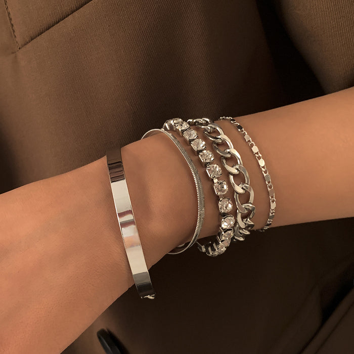 Personality Geometric Multi-Element Rhinestone Set Bracelet Retro Simple Copper Handmade Claw Chain Hand Jewelry - eZthings USA WE SORT ALL THE CRAZIEST GADGETS, GIZMOS, TOYS & TECHNOLOGY, SO YOU DON'T HAVE TO.