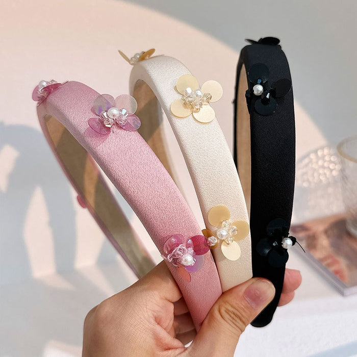 Fashionable handmade pearl flower headband