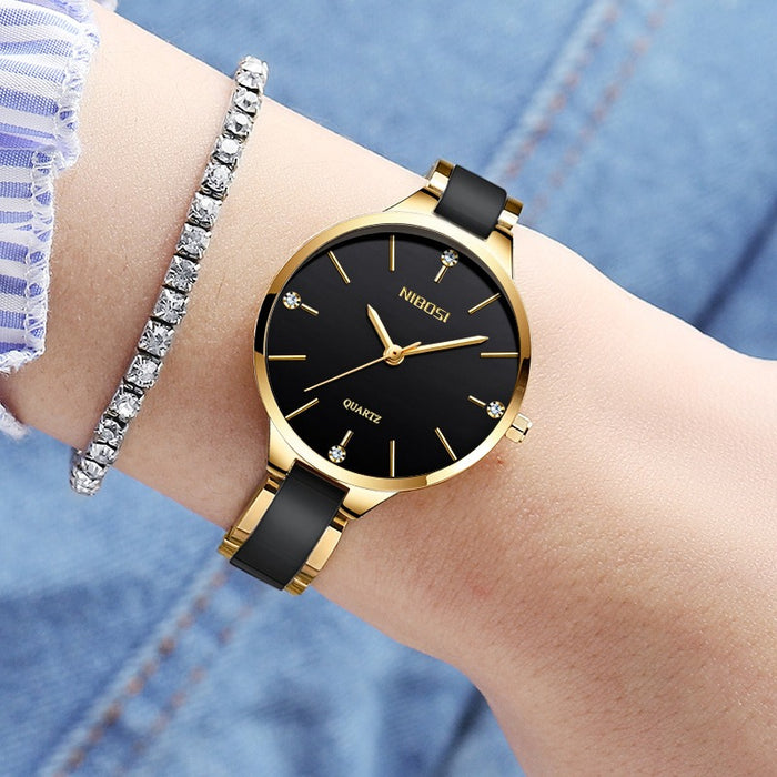 NIBOSI Luxury Ceramic Bracelet Watches Ladies Creative Quartz Watch For Women Female Clock Relogio Feminino Montre Femme 2330 - eZthings USA WE SORT ALL THE CRAZIEST GADGETS, GIZMOS, TOYS & TECHNOLOGY, SO YOU DON'T HAVE TO.