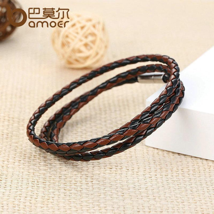 BAMOER Men Leather Bracelet Trendy with Magnet Clasp PI0063-5 - eZthings USA WE SORT ALL THE CRAZIEST GADGETS, GIZMOS, TOYS & TECHNOLOGY, SO YOU DON'T HAVE TO.