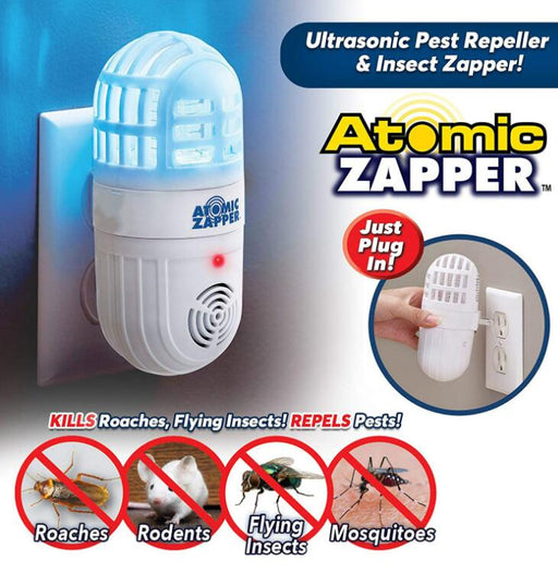 White Ultrasonic Soundwaves Electronic Mosquito Pest Killer Insect Trap Atomic Bug Sonic Zapper Cockroach Repeller - eZthings USA WE SORT ALL THE CRAZIEST GADGETS, GIZMOS, TOYS & TECHNOLOGY, SO YOU DON'T HAVE TO.
