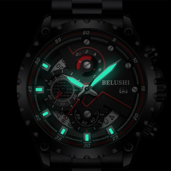 Fashion New Mens Watches BELUSHI Top Brand Luxury Chronograph Full Steel Waterproof Quartz Watch Men Date Sports Clock - eZthings USA WE SORT ALL THE CRAZIEST GADGETS, GIZMOS, TOYS & TECHNOLOGY, SO YOU DON'T HAVE TO.