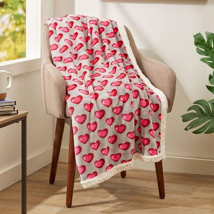 Valentine's Day Heart-Themed Throw Blanket – Ultra Plush, Soft, Cozy, and Luxurious Fleece, 50" x 60"