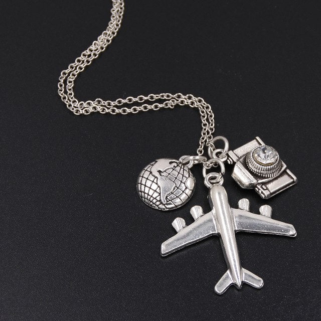 Wanderlust Passport Earth Airplane Necklaces & Pendants Silver Travling Handmade Jewelry - eZthings USA WE SORT ALL THE CRAZIEST GADGETS, GIZMOS, TOYS & TECHNOLOGY, SO YOU DON'T HAVE TO.