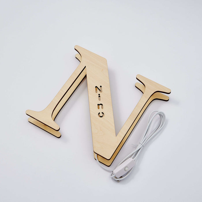 Personalised Wooden Letter Lamp Custom Name Alphabet Night Lights 19CM