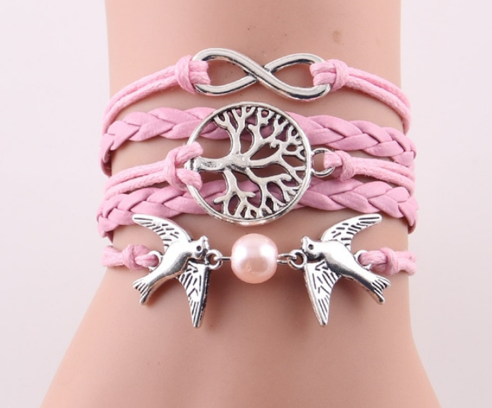 Fashion Infinity Tree flying birds charm Imitation Pearl Leather braid women wrap bracelet Bracelets & Bangles for women jewelry - eZthings USA WE SORT ALL THE CRAZIEST GADGETS, GIZMOS, TOYS & TECHNOLOGY, SO YOU DON'T HAVE TO.