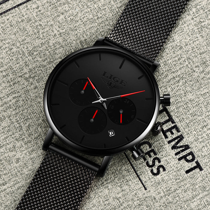 LIGE Men's Mesh Belt Personality Ultra Thin Fashion Multi-Functional Waterproof Quartz Watch Watch - eZthings USA WE SORT ALL THE CRAZIEST GADGETS, GIZMOS, TOYS & TECHNOLOGY, SO YOU DON'T HAVE TO.