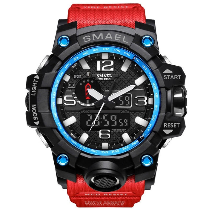 SMAEL Brand Luxury Military Sports Watches 1545-10 Men Quartz Analog LED Digital Watch Man Waterproof Clock Dual Display Wristwatches