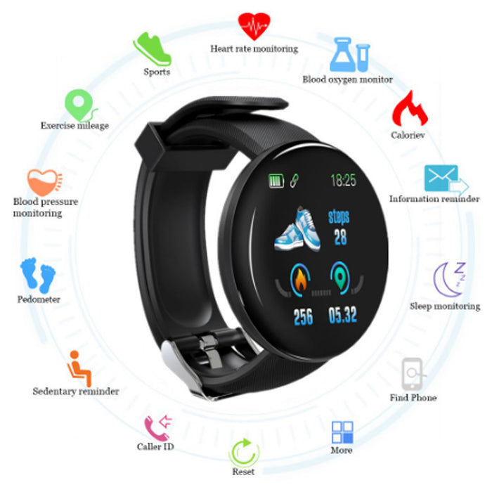eThings D18 Smart Bracelet Color Round Screen Heart Rate Blood Pressure Sleep Monitoring Pedometer Sports Encyclopedia Star Smart Watch - eZthings USA WE SORT ALL THE CRAZIEST GADGETS, GIZMOS, TOYS & TECHNOLOGY, SO YOU DON'T HAVE TO.