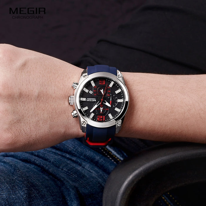 Megir Men's Chronograph Analog Quartz Watch with Date, Luminous Hands, Waterproof Silicone Rubber Strap Wristswatch - eZthings USA WE SORT ALL THE CRAZIEST GADGETS, GIZMOS, TOYS & TECHNOLOGY, SO YOU DON'T HAVE TO.