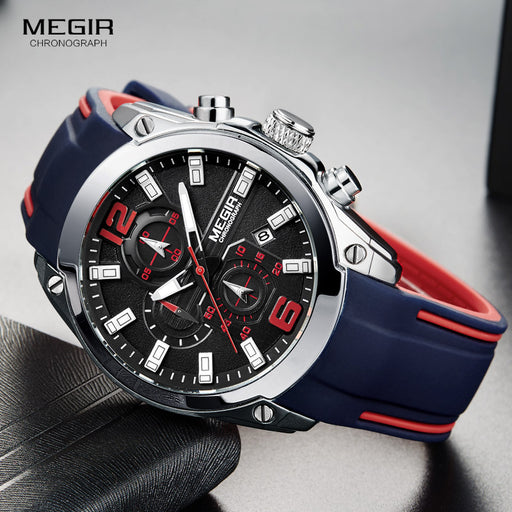 Megir Men's Chronograph Analog Quartz Watch with Date, Luminous Hands, Waterproof Silicone Rubber Strap Wristswatch - eZthings USA WE SORT ALL THE CRAZIEST GADGETS, GIZMOS, TOYS & TECHNOLOGY, SO YOU DON'T HAVE TO.