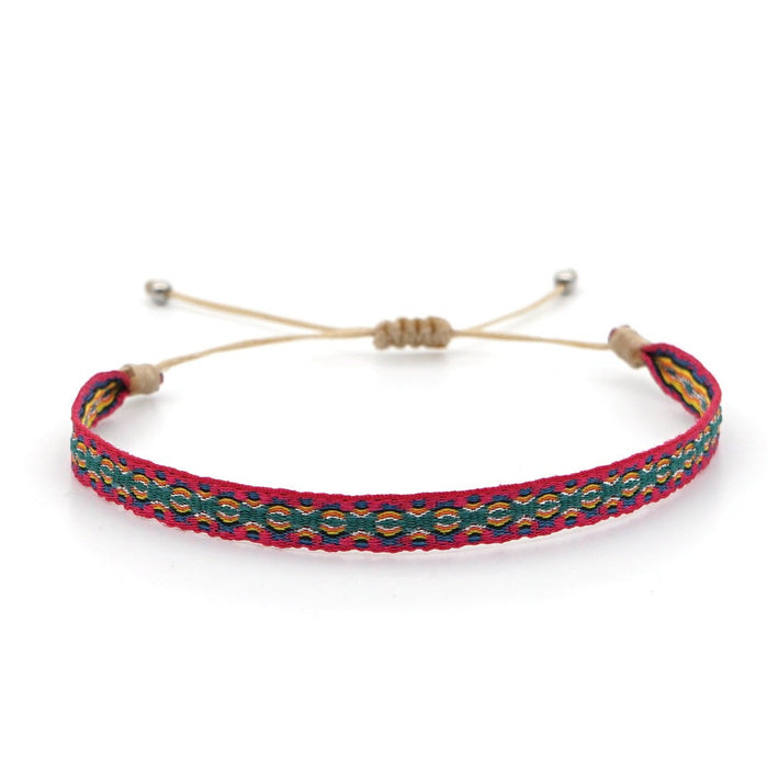 Pulsera tejida hecha a mano pura con correa tejida de estilo bohemio