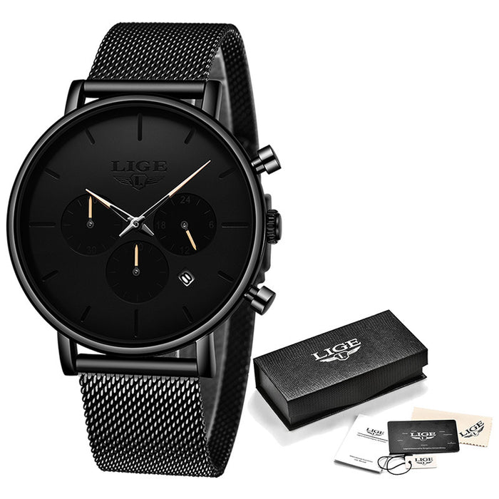LIGE Men's Mesh Belt Personality Ultra Thin Fashion Multi-Functional Waterproof Quartz Watch Watch - eZthings USA WE SORT ALL THE CRAZIEST GADGETS, GIZMOS, TOYS & TECHNOLOGY, SO YOU DON'T HAVE TO.