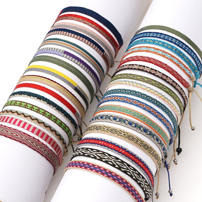 Pulsera tejida hecha a mano pura con correa tejida de estilo bohemio